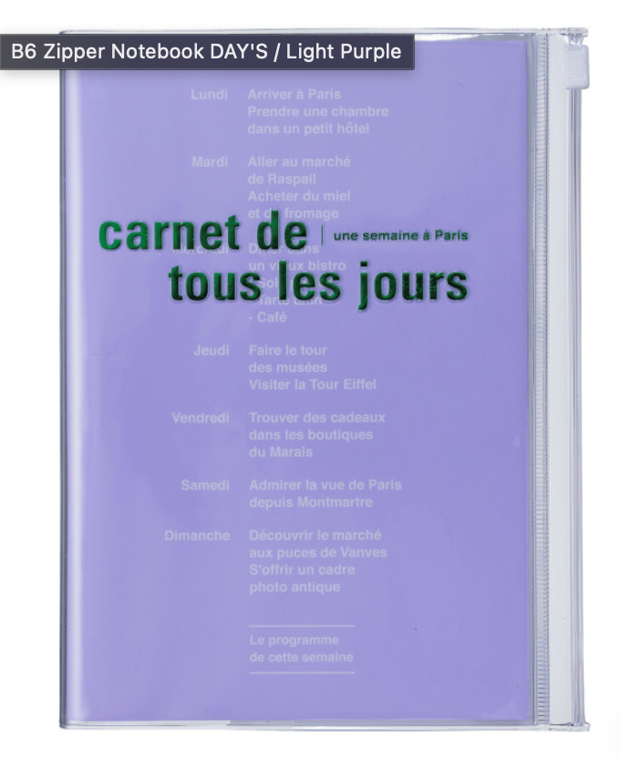 Carnet zippé B6 - DAYS - Mark&