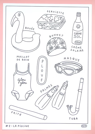 Set de coloriage piscine - Studio 1 + 1