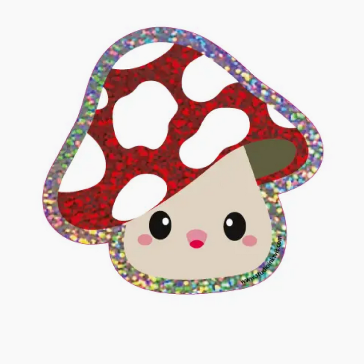Sticker à paillettes Toadstool champignon rouge à pois blancs