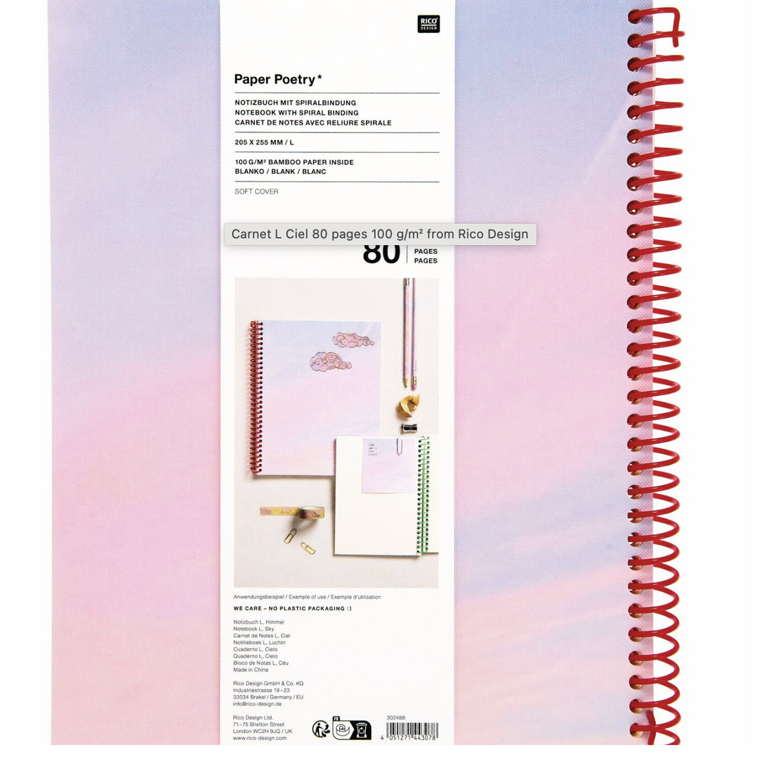 Carnet Grand Format Ciel – 80 pages – Papier 100 g/m² – RICO DESIGN | LES IMPRIMEUSES