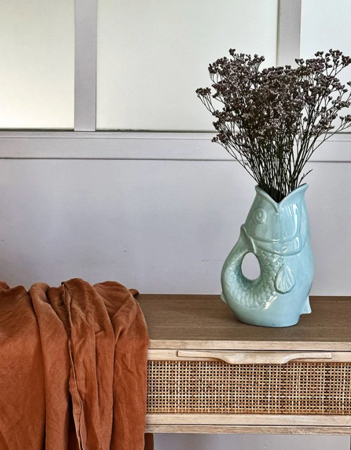 Vase pichet Poisson bleu givré - Opjet Paris