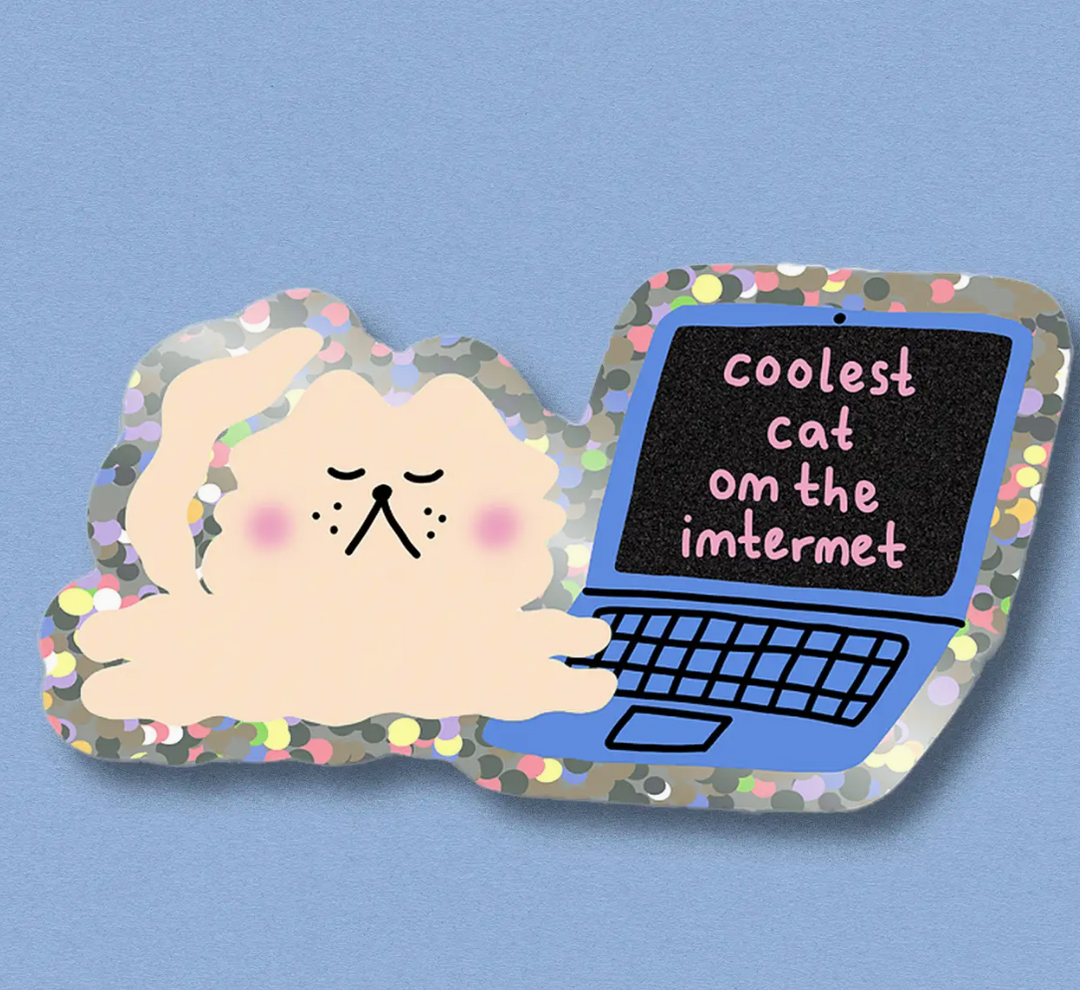 Stickers holographique "Coolest Cat on the Internet" - Jenne Grassmann