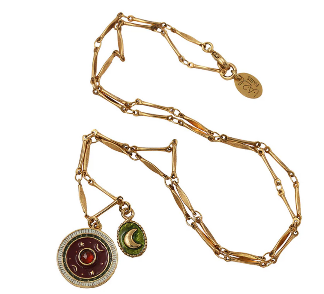 Collier Luna Médaillon – Plaqué or, émail et pierre naturelle | LA2L
