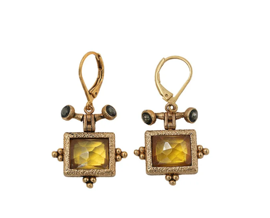 Boucles d’oreilles Sonia – Plaqué or, émail & pierres naturelles | LA2L