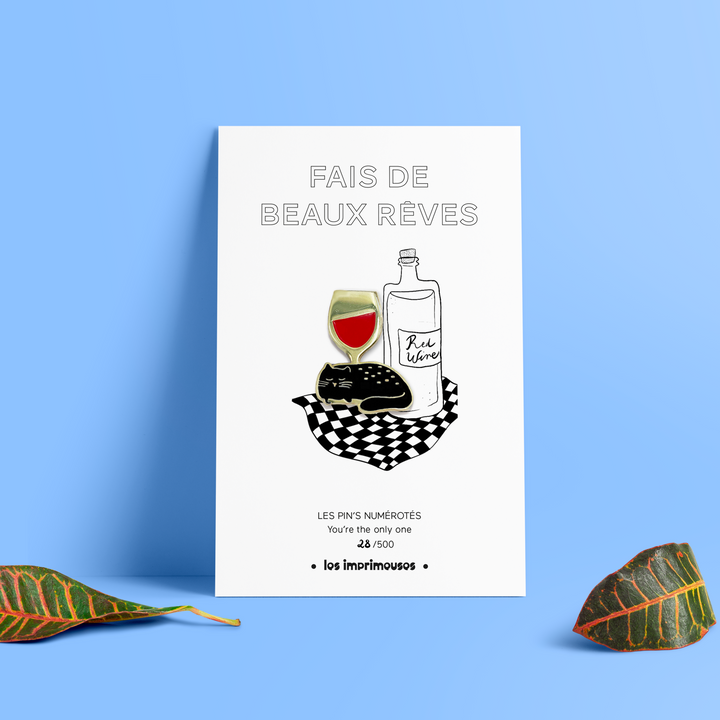 Pin's - Fais de beaux rêves - Chat et vin