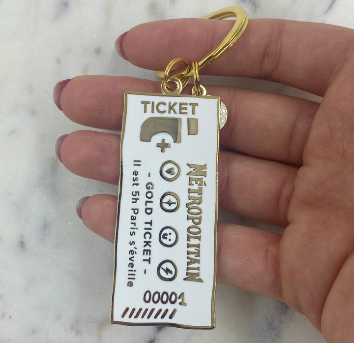 Porte-Clé Paris - Ticket de métro - Gold Ticket