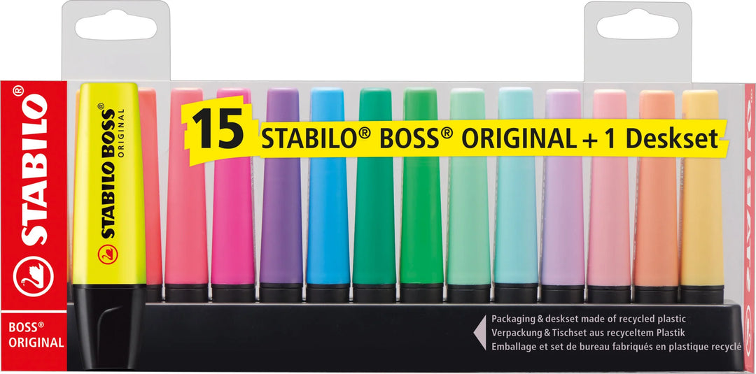 Set de bureau x 15 stabilo boss original pastel - Stabilo