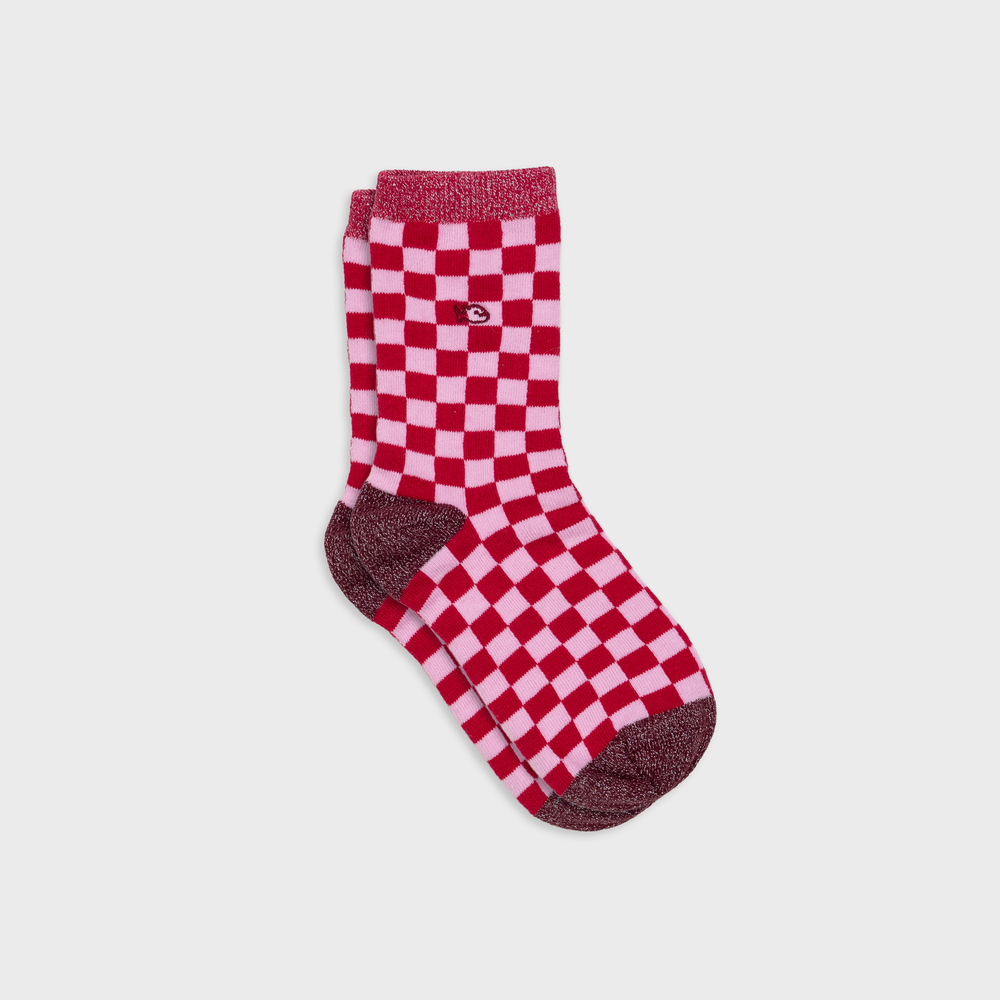 Chaussettes à carreaux rouge et rose 36/41