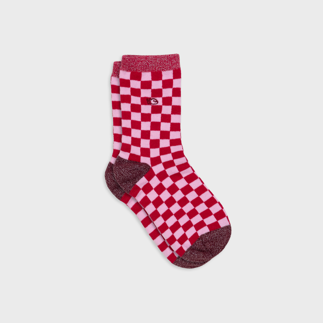 Chaussettes à carreaux rouge et rose 36/41