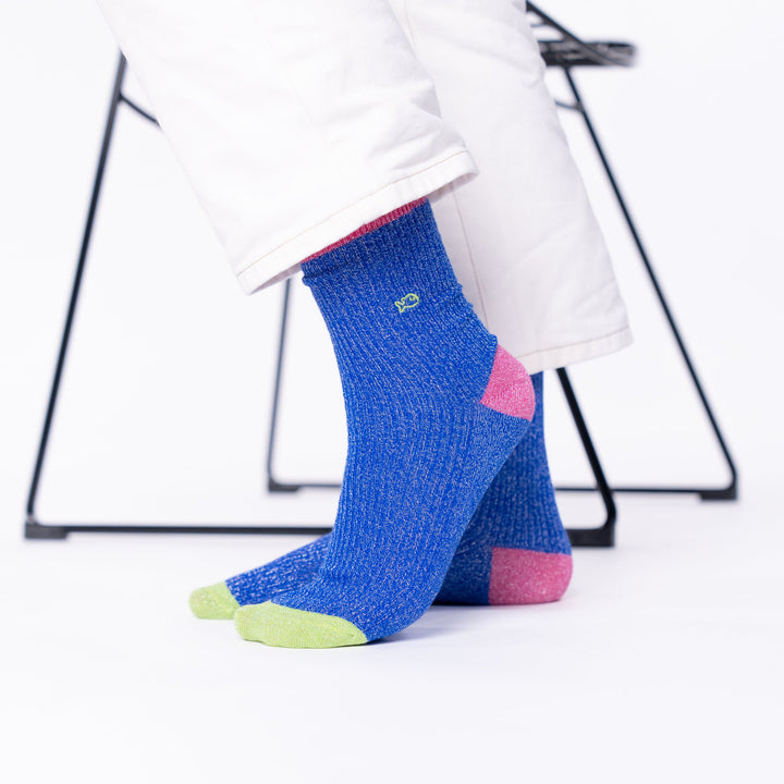 Chaussettes vintage pailletées portées