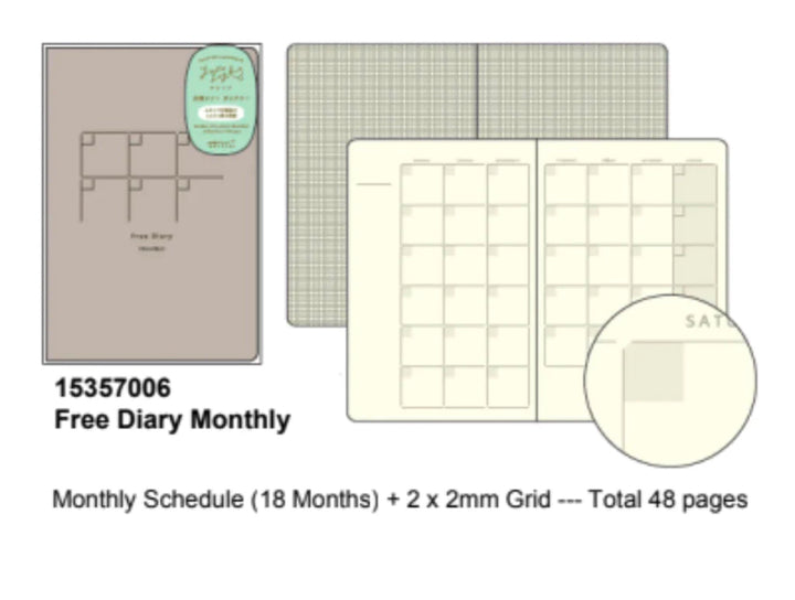 Notebook - Yuru Log B6 - Journal mensuel (18 mois) - Midori