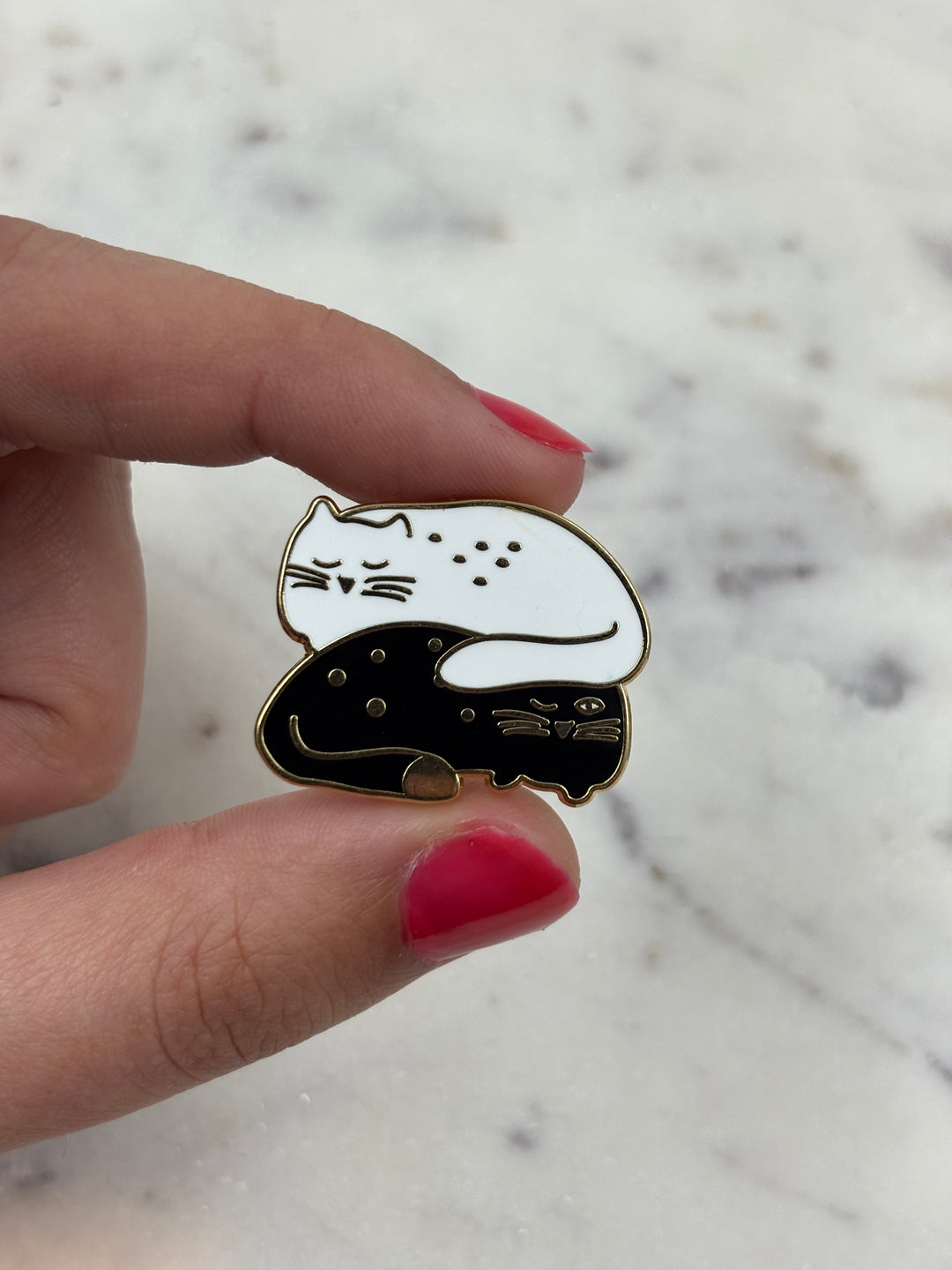 Pin's - À deux c'est mieux - Deux chats noir et blanc
