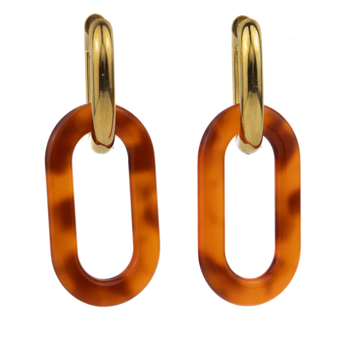 Boucle d'oreille - Créoles pendantes en acétate colorée - Les Cleias