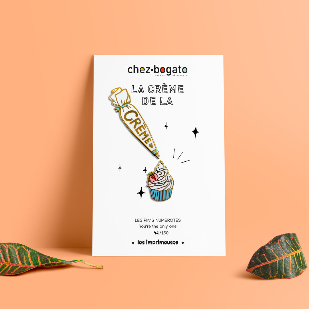 Pin's Bogato x Les Imprimeuses - Poche à douille et cupcake - La crème de la crème