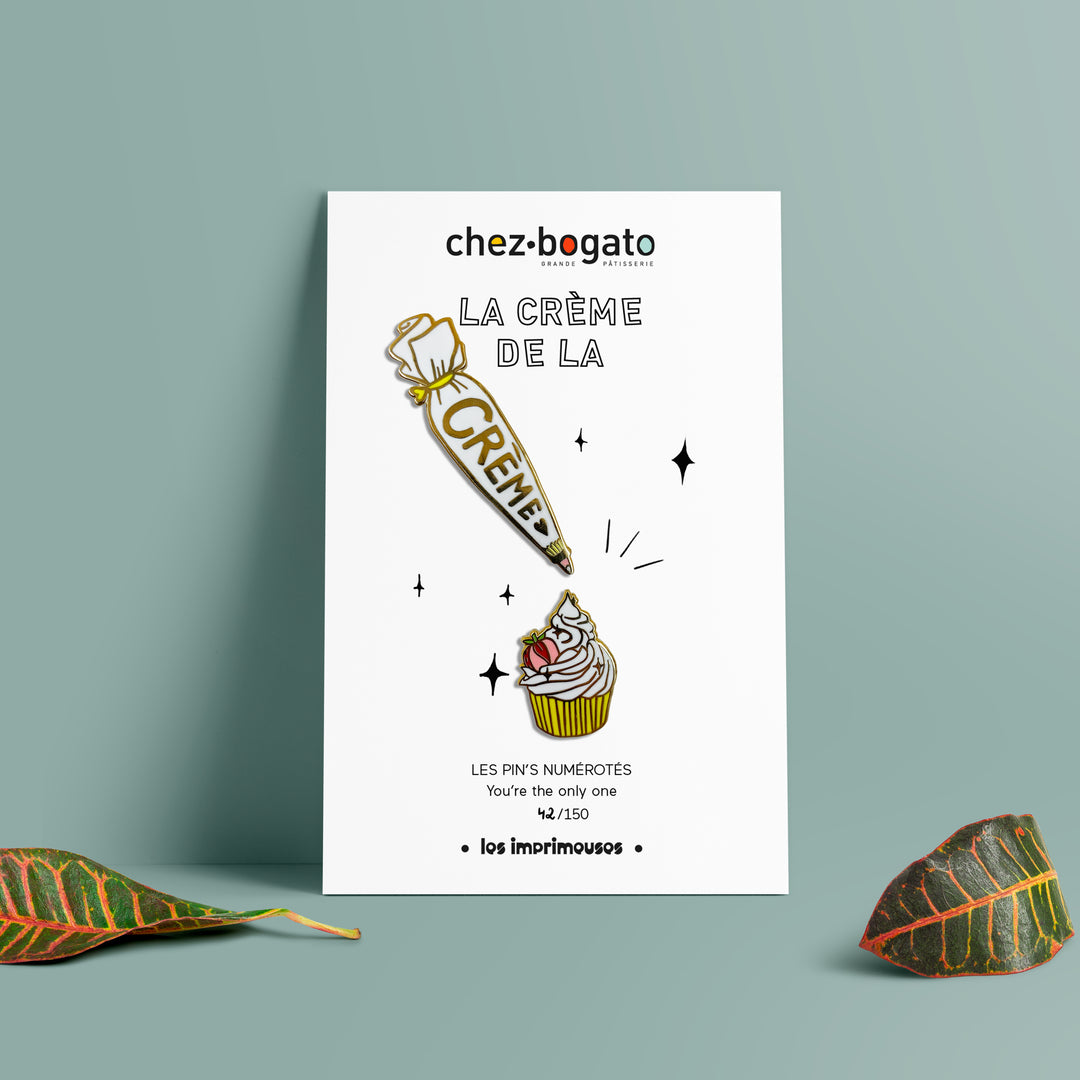 Pin's Bogato x Les Imprimeuses - Poche à douille et cupcake - La crème de la crème