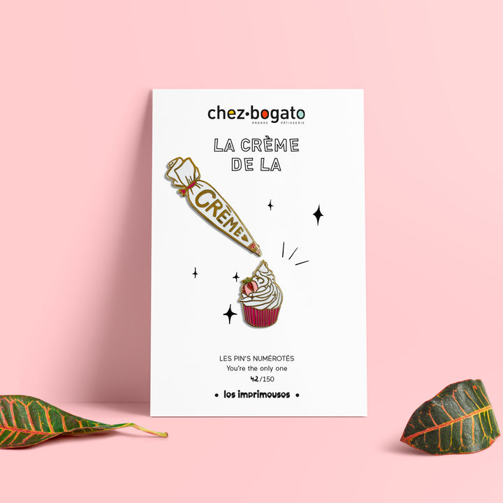 Pin's Bogato x Les Imprimeuses - Poche à douille et cupcake - La crème de la crème