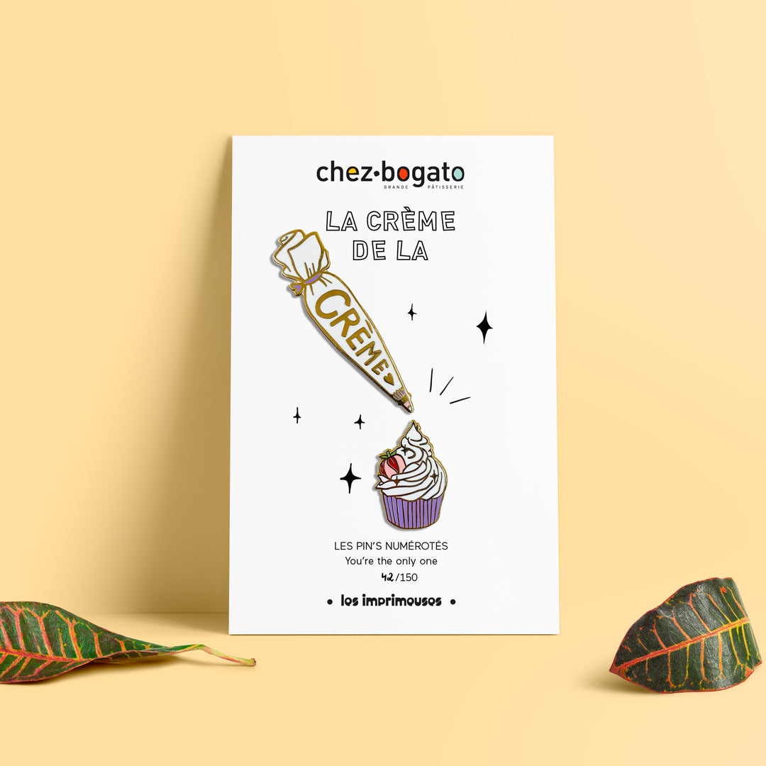 Pin's Bogato x Les Imprimeuses - Poche à douille et cupcake - La crème de la crème