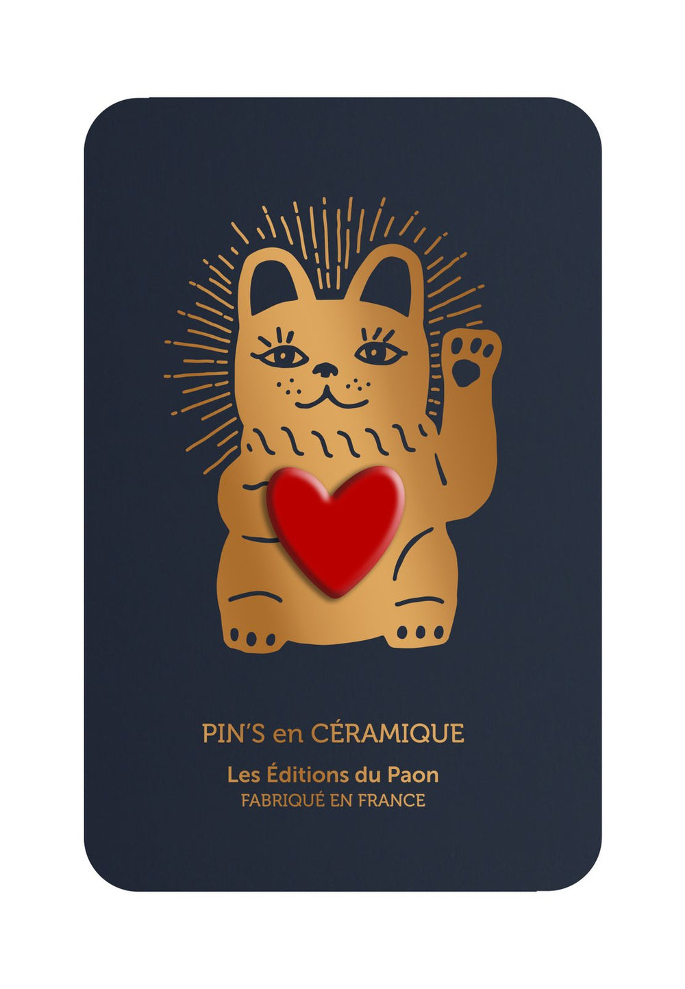 Pin's Cœur Lucky Cat rouge - détail