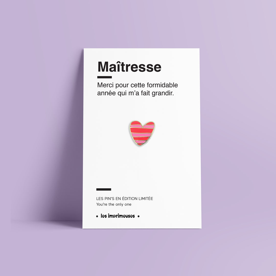 Pin’s Maître / Maîtresse - Color Therapy Cœur rayé  x Studio Like That
