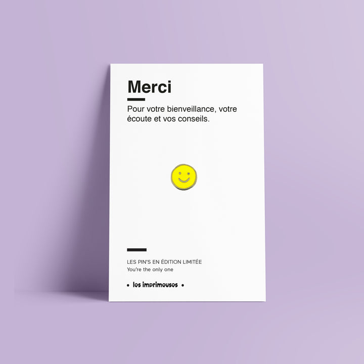 Pin’s Merci - Smiley (spécial fin d’année scolaire)