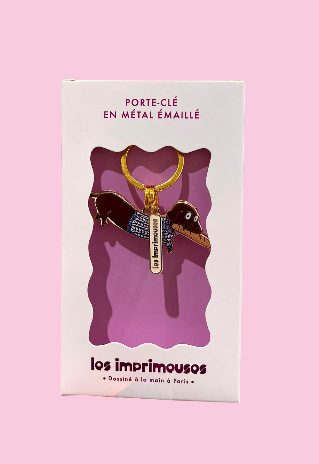 Porte-clé French Saucisse - Teckel parisien - Marron