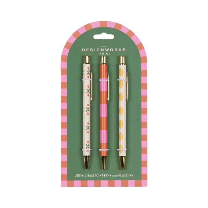 Coffret 3 stylos A Dopo Fleur Rayures Citron
