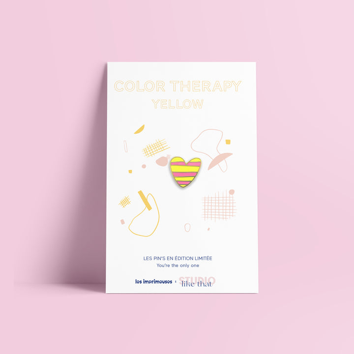 Pin’s Color Therapy - Cœur rayé jaune & rose x Studio Like That