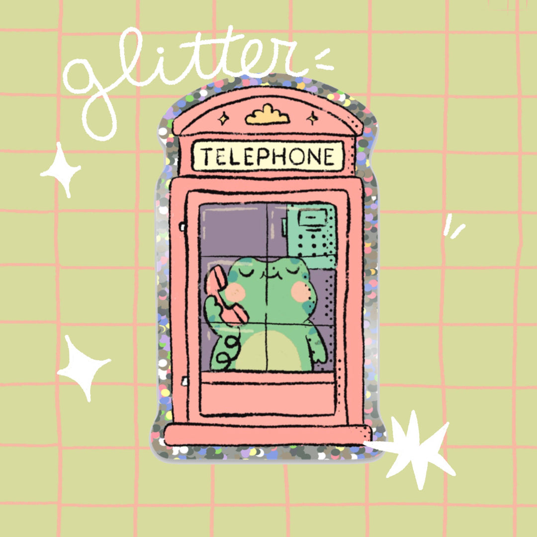 Sticker pailleté Grenouille cabine téléphonique - Bloemkolie