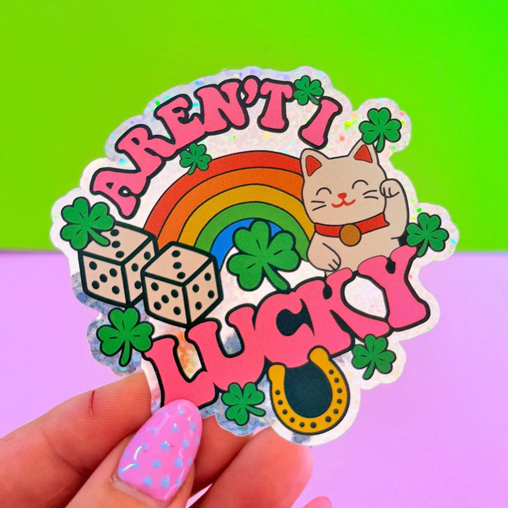 Sticker pailleté Aren't I lucky — Printed Weird