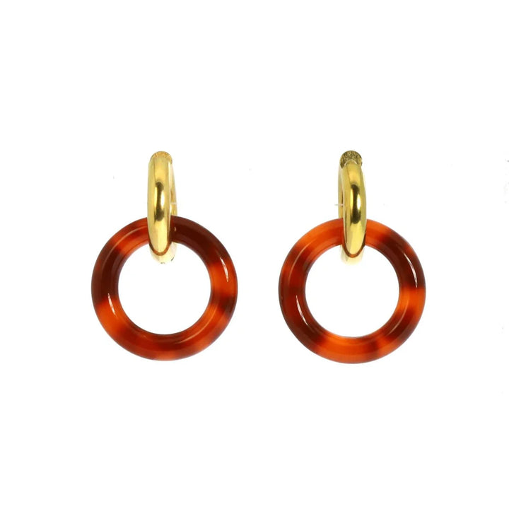 Boucle d'oreille - Créoles pendantes en acétate colorée - Les Cleias