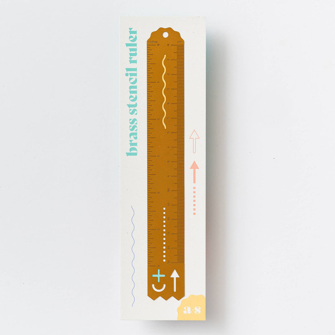 Règle pochoir en laiton 15 cm - Flèches &amp; zigzags - Another Studio