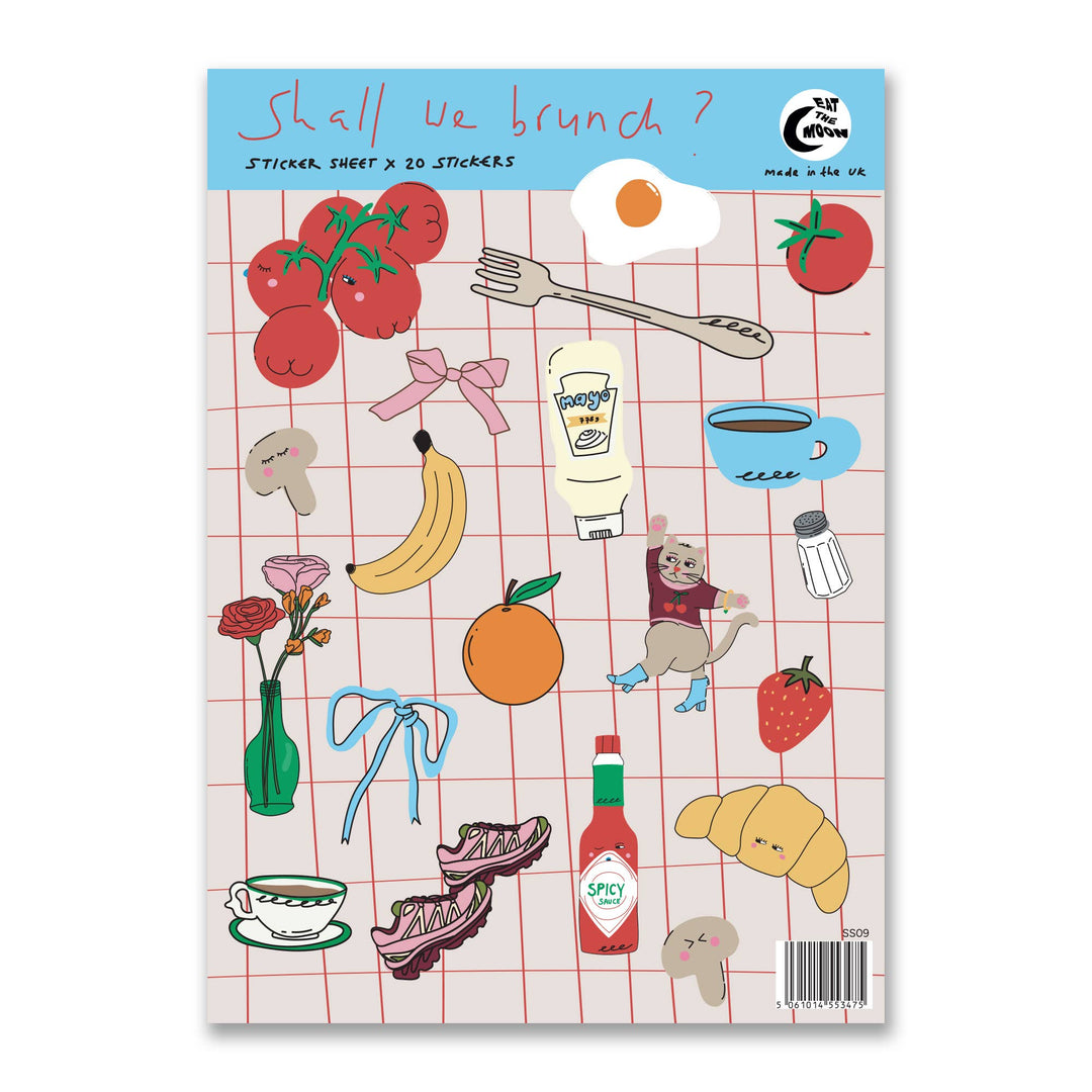 Planche de 20 mini stickers Shall We Brunch? A6 - Eat the Moon