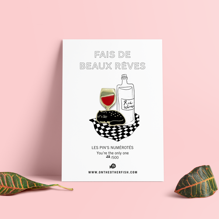 Pin's - Fais de beaux rêves - Chat et vin