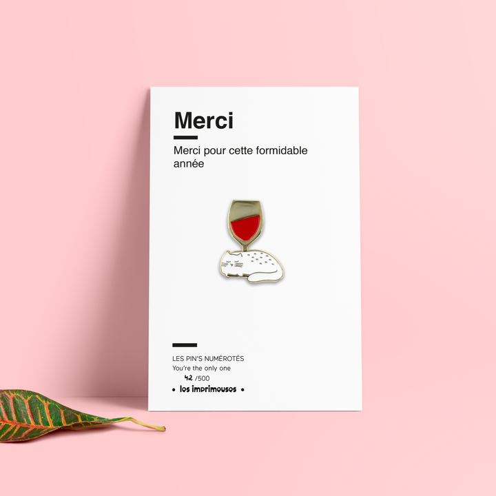 Pin's Merci - Chat et vin - Spécial fin d'année scolaire