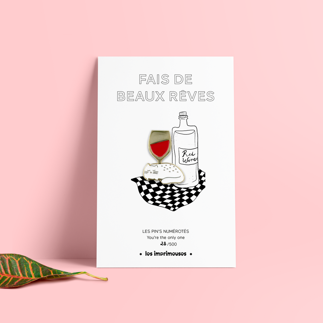 Pin's - Fais de beaux rêves - Chat et vin