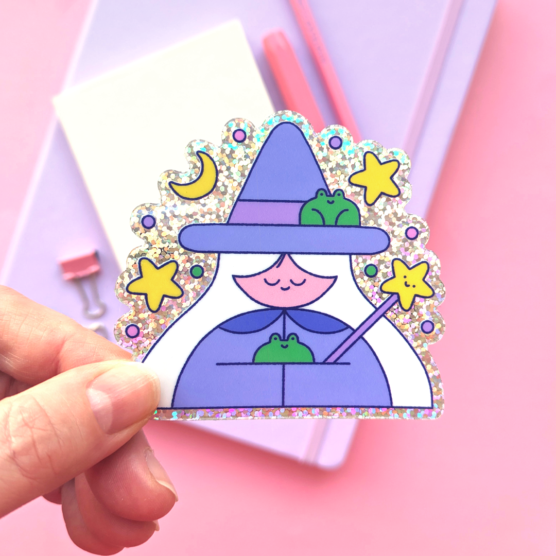 Sticker pailleté Witch and Frog - Hello Vonnie