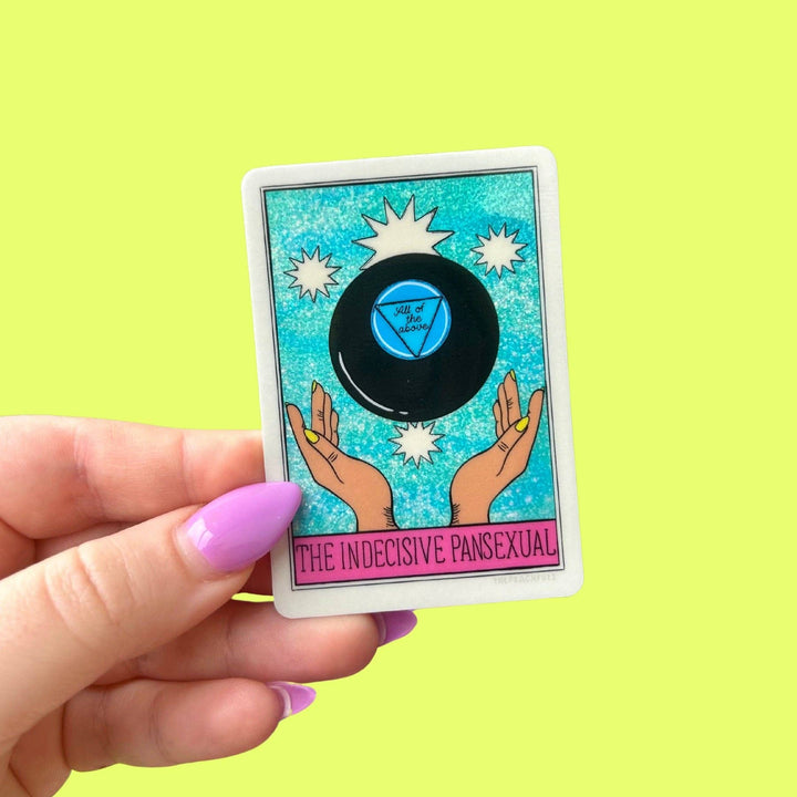 Sticker pailleté Indecisive Pansexual - The Peach Fuzz
