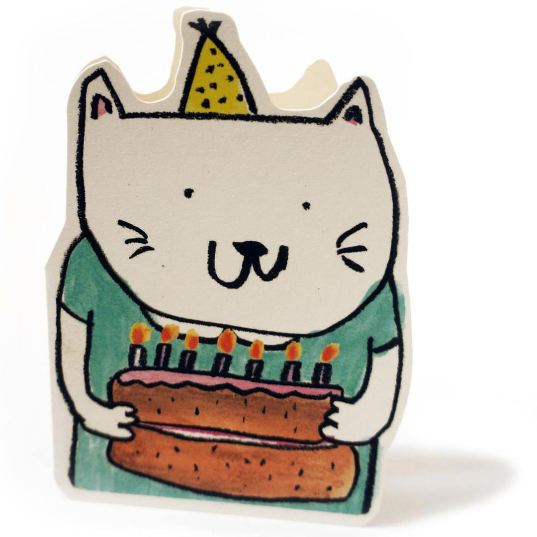 Carte d'anniversaire découpée chat avec gâteau - Laura Skilbeck