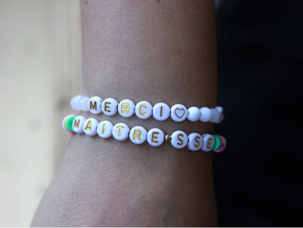 Lettres pour bracelet MERCI et MAITRESSE - La Petite Epicerie