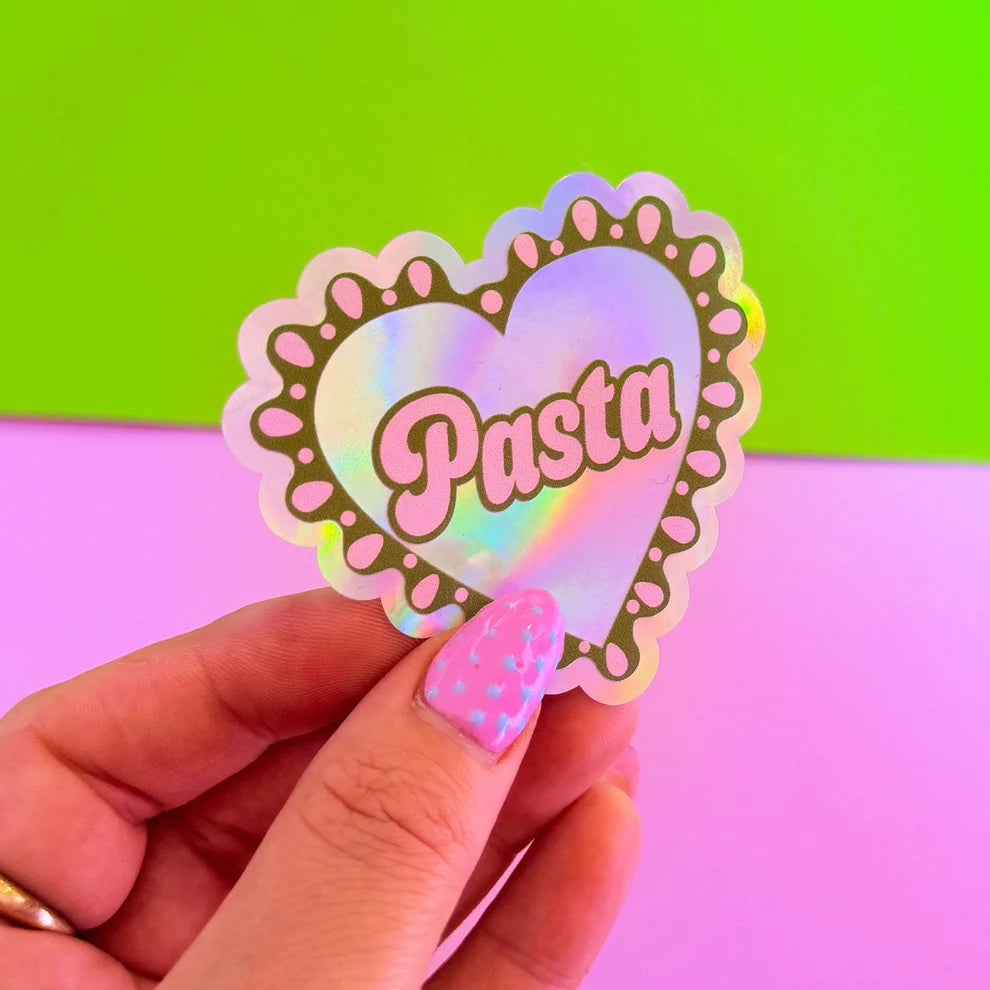 Sticker holographique Pasta coeur — Printed Weird