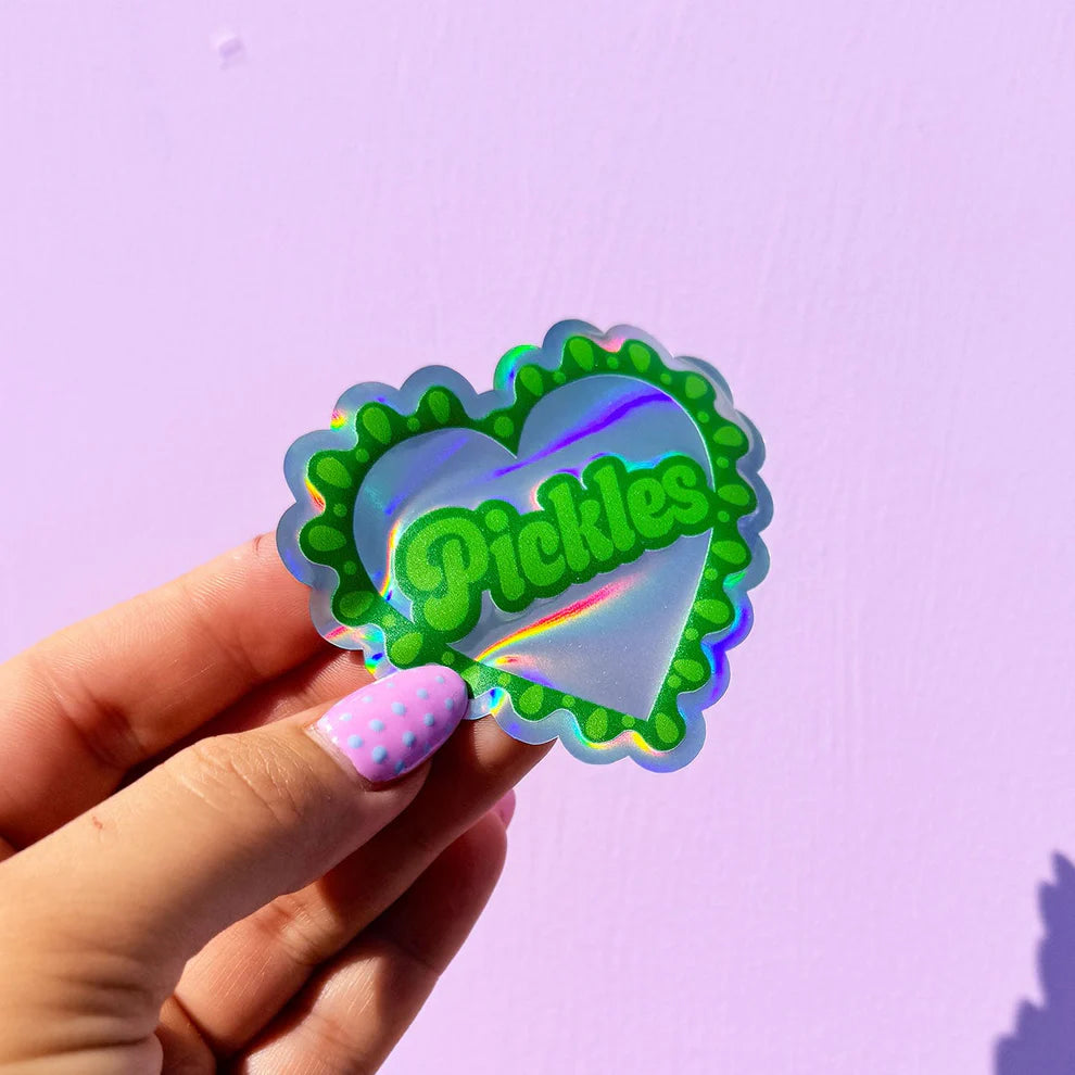 Sticker holographique Pickle coeur — Printed Weird