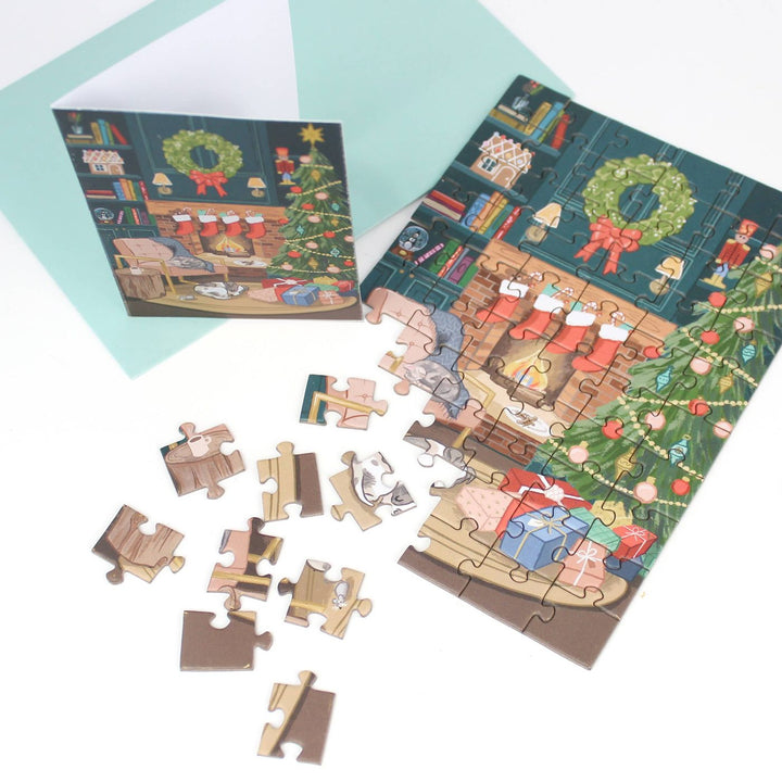 Carte puzzle - Au coin du feu