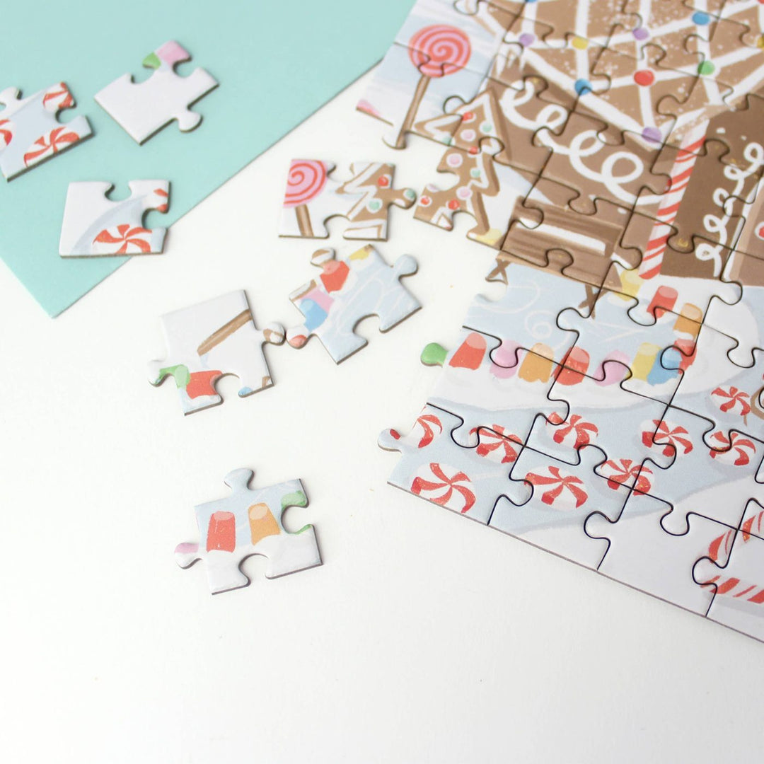 Carte puzzle - Maison en pain d'épice