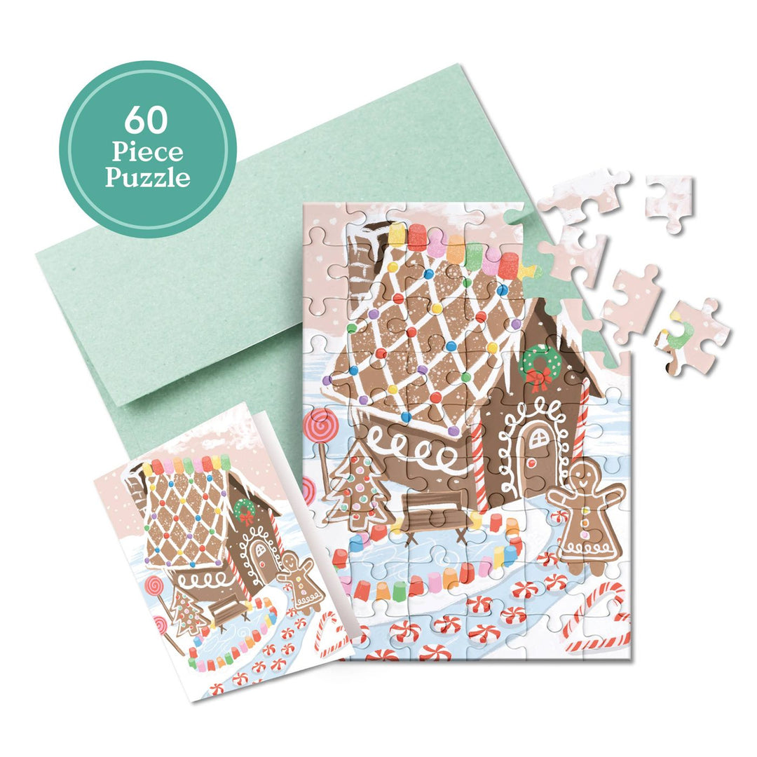 Carte puzzle - Maison en pain d'épice