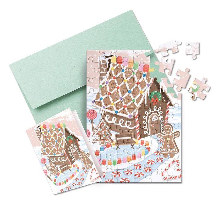 Carte puzzle - Maison en pain d'épice
