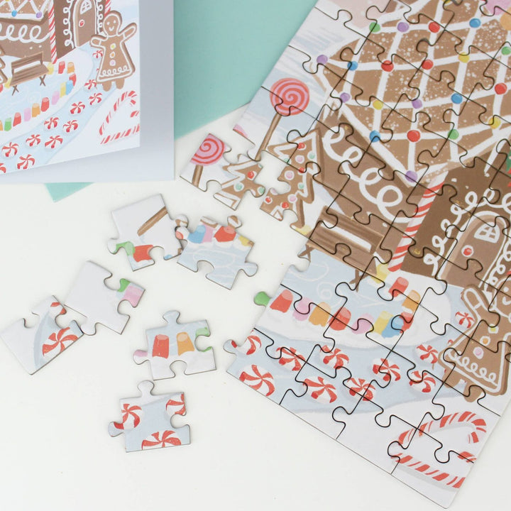 Carte puzzle - Maison en pain d'épice