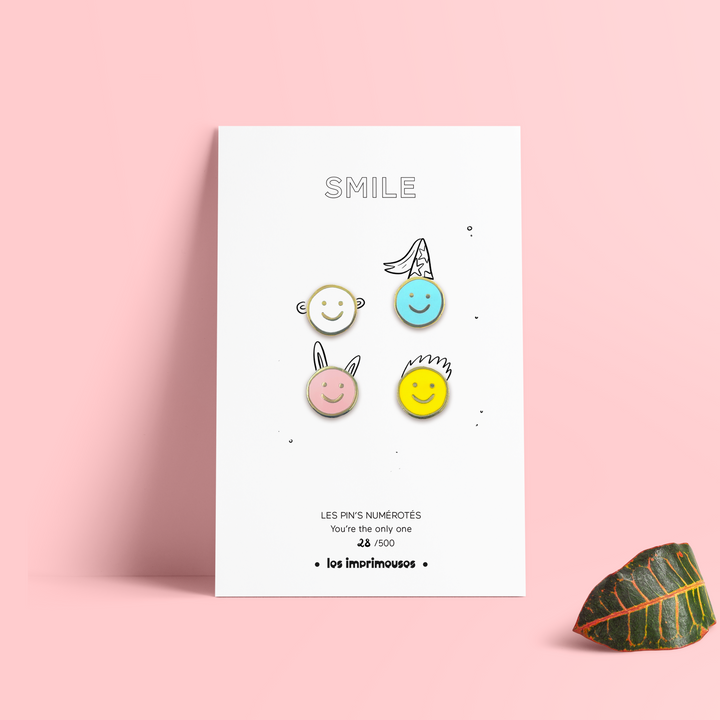 Pin's - Smile - Smiley x4 - Couleurs variables