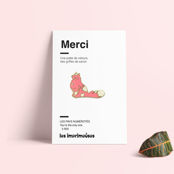 Pin's Merci maîtresse - Chat Rose - Les griffes du savoir - Fin d'année scolaire