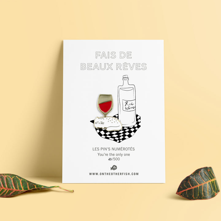 Pin's - Fais de beaux rêves - Chat et vin