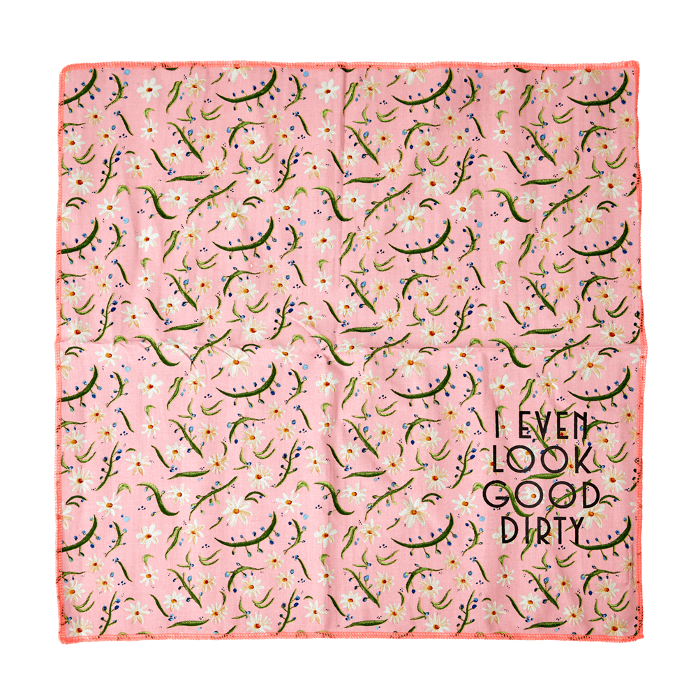 Lot de 2 Serviettes de table rose  "I even look good dirty" - Rice